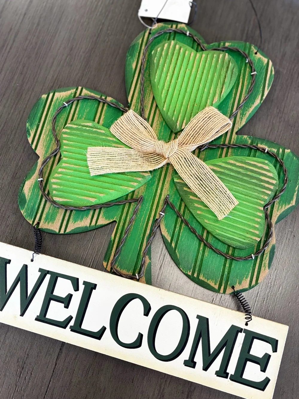 Assorted St. Patrick's Green Shamrock Welcome Sign and home decoration accents